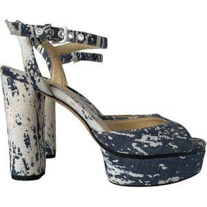 Jimmy Choo Peachy 105 Bleached Denim Platform Sandals
